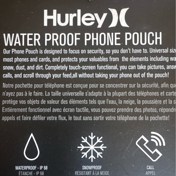 Hurley Waterproof💦 Pouch w/ removable lanyard- Black& white!protect your phone l - Picture 5 of 9